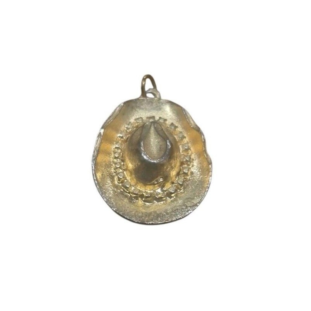 Vintage Cowboy Hat Pendant Gold Tone
